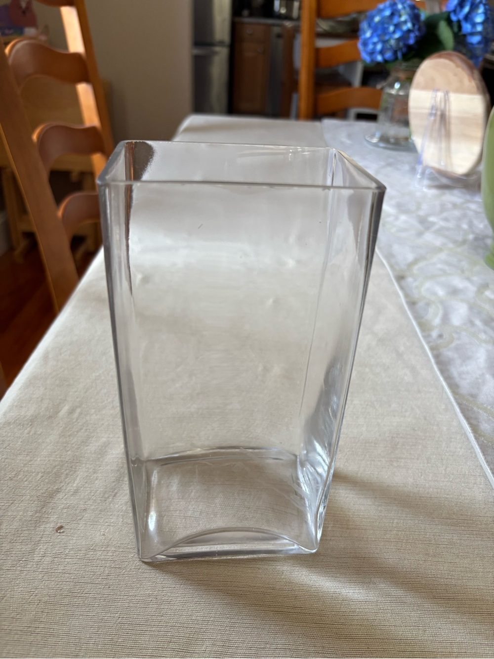 Clear Glass Square Vase - Modern Home Accent